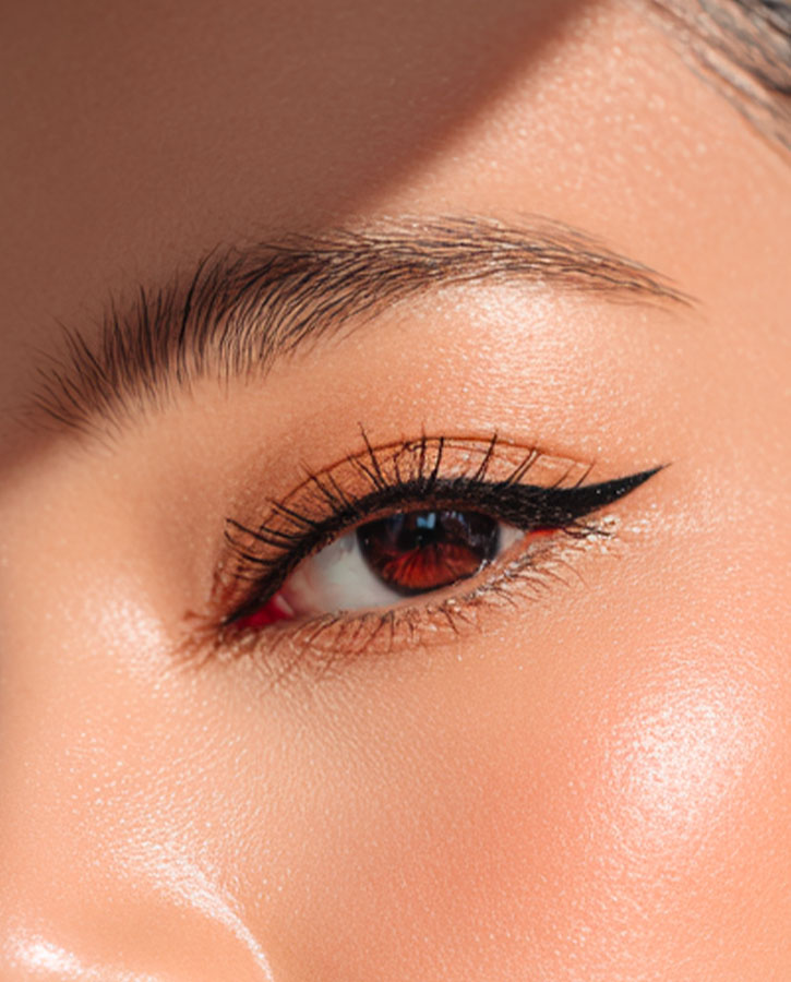 Maquillage yeux eyeliner noir regard graphique look rouge fatal