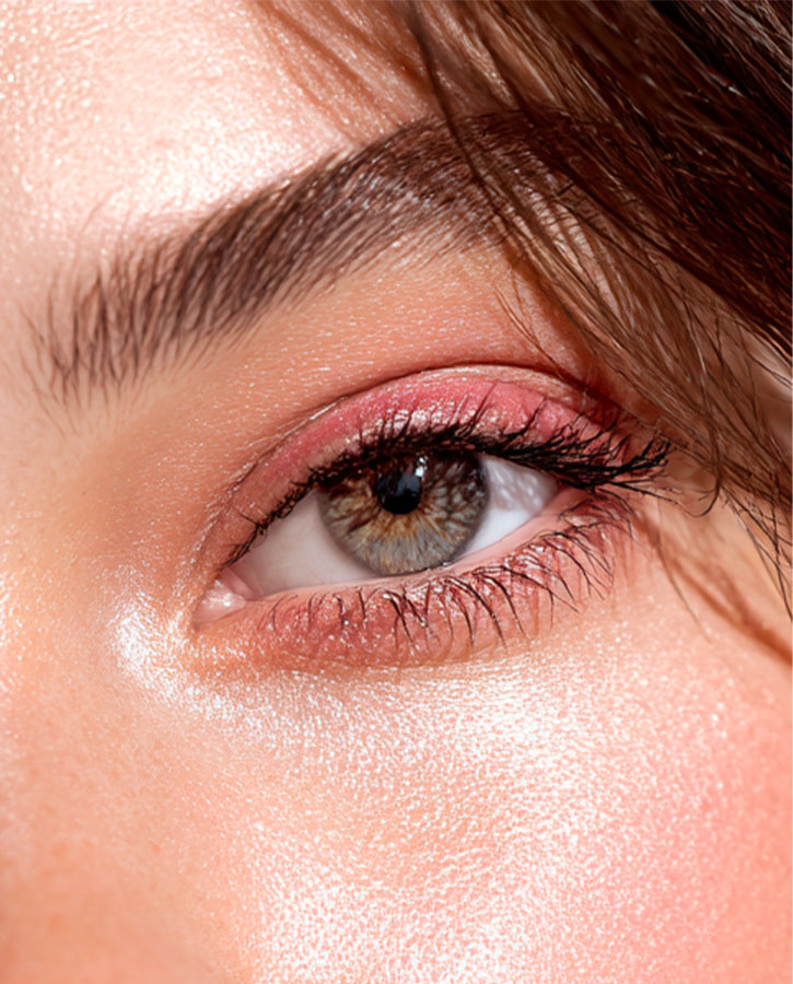 Luminous eye make-up light pink natural look rosy glow