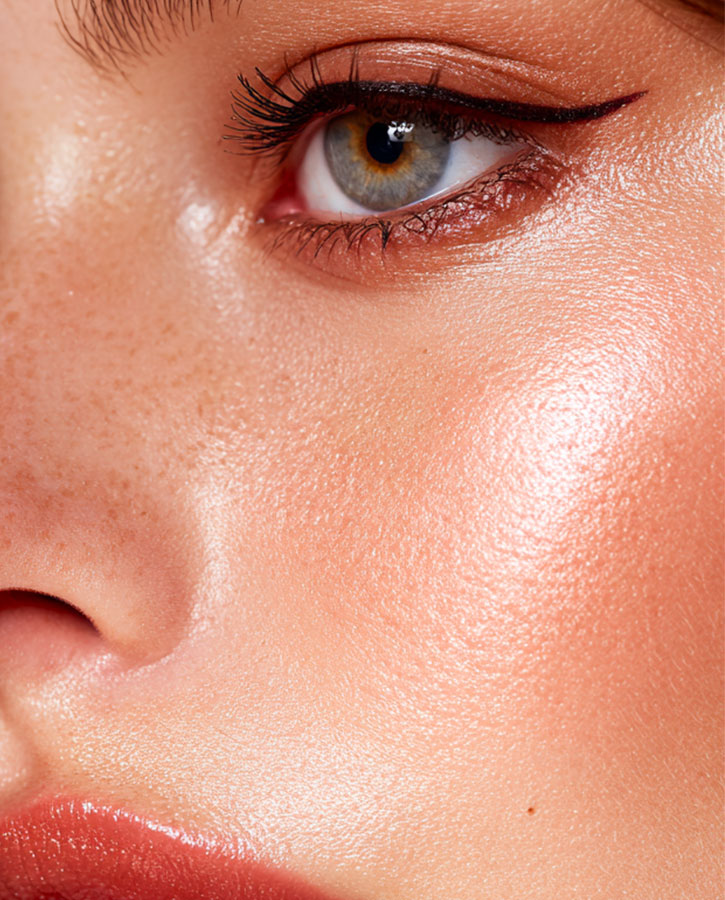 Luminous complexion CC cream coral blush natural glow look