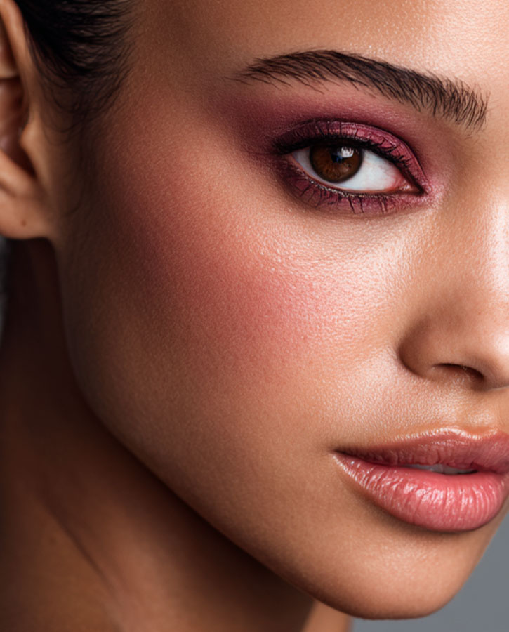 Teint lumineux naturel BB crème blush nacré look prune solaire