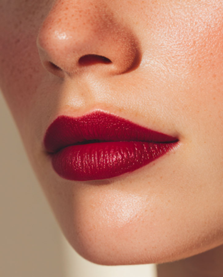 close-up red lips make-up