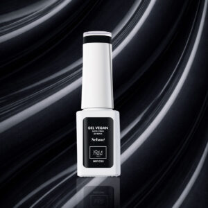 Seluné 1944 Paris vegan semi-permanent gel varnish, white bottle with textured gloss black background.