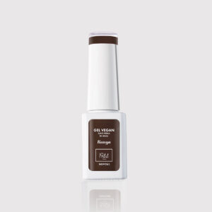 Flacon de vernis gel vegan marron chocolat Ramya 1944 Paris, sans HEMA, finition brillante.