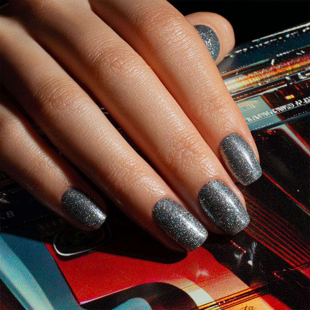 Ongles pailletés effet glitter – technique enseignée en formation 1944 Paris