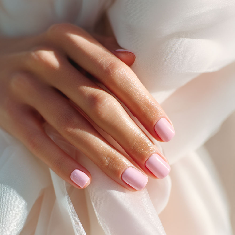 Pose professionnelle d’ongles rose poudré – formation onglerie 1944 Paris