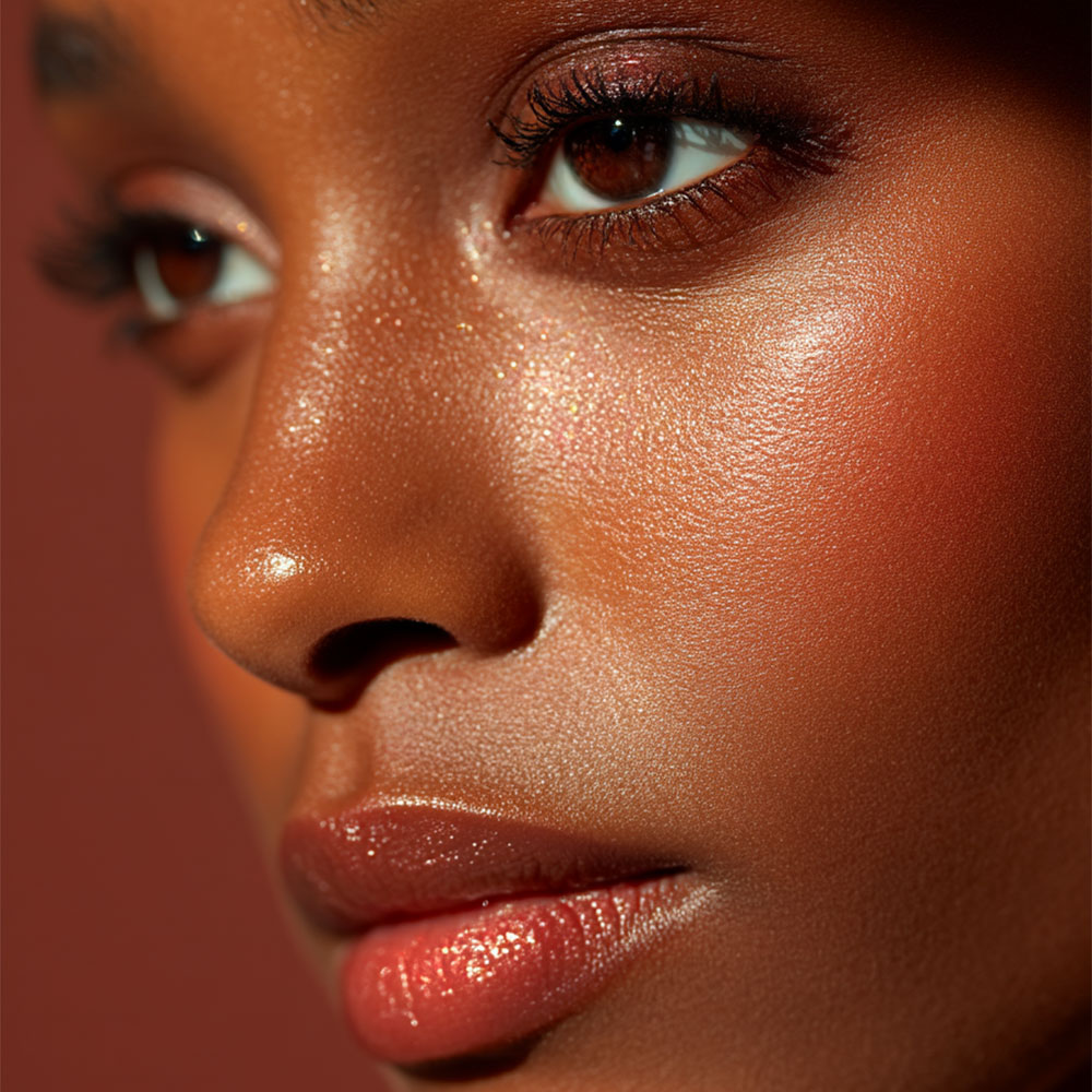 look halo doré naturel maquillage peau lumineuse dorée gloss transparent naturel