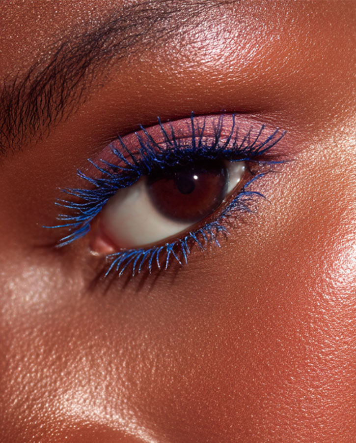 mascara bleu maquillage yeux regard intense maquillage coloré moderne