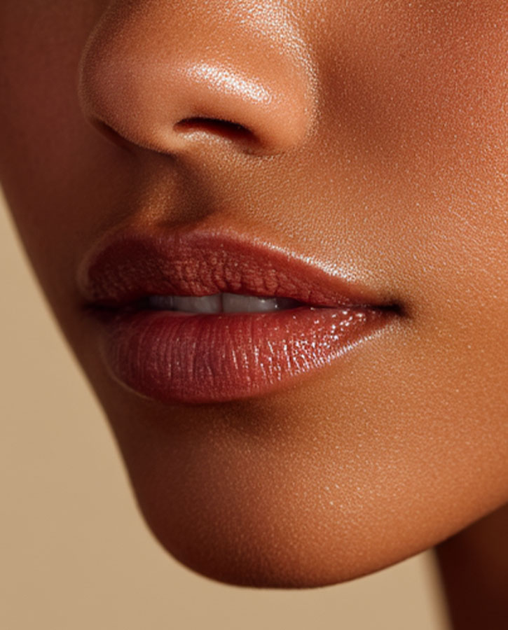 rouge à lèvres satiné nude lèvres naturelles maquillage élégant lumineux