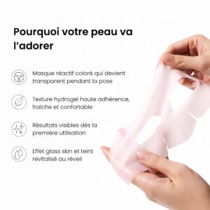 Mặt nạ hydrogel màu hồng 1944 Paris với kết cấu mát lạnh, độ bám dính cao, mang lại làn da mịn màng như thủy tinh