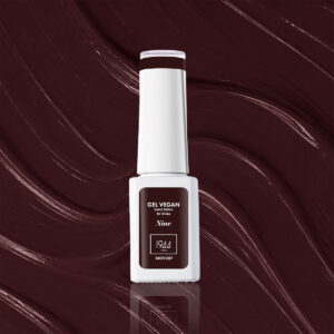 Flacon du Gel Vegan Nine 1944 Paris sur une texture bordeaux foncé.