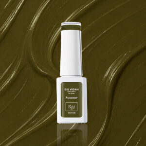 Flacon du Gel Vegan Suzanne 1944 Paris sur une texture vert olive brillante.
