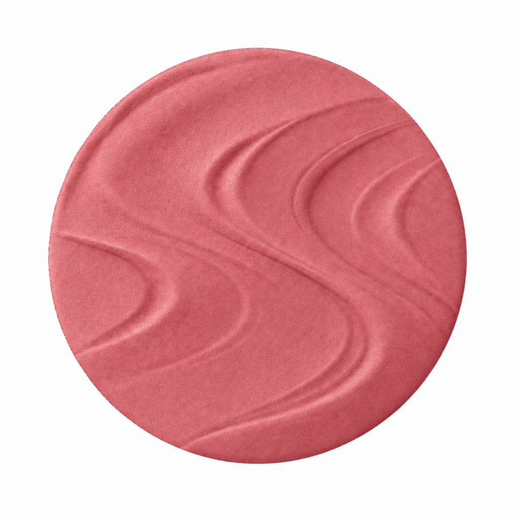 Consistenza del fard in polvere rosa per un effetto “buon viso” fresco